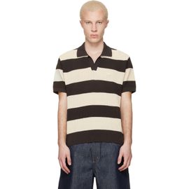 Lacoste Lacoste Brown & Off-White Striped Sweater Polo
