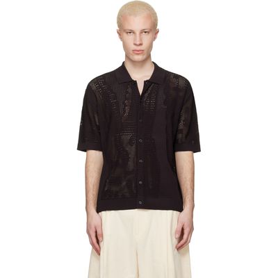Lacoste Lacoste Brown Lacy Knit Crocodile Shirt