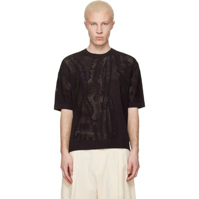 Lacoste Lacoste Brown Relaxed Fit Short Sleeved Sweater Top