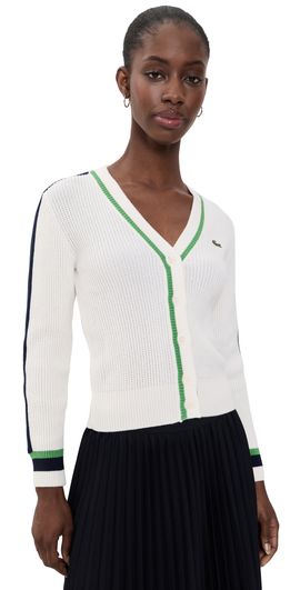 Lacoste Lacoste Cardigan Sweater Flour/Navy/Billiard Green