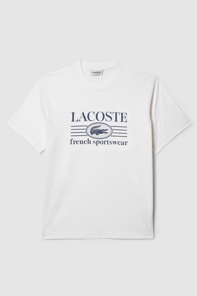 Lacoste Lacoste French Sportswear Graphic Tee in White, Men's at Urban Outfitters