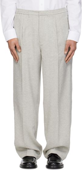 Lacoste Lacoste Gray Relaxed Fit Slub Weave Trousers