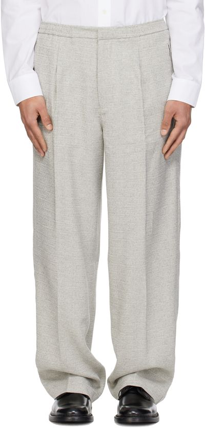 Lacoste Lacoste Gray Relaxed Fit Slub Weave Trousers