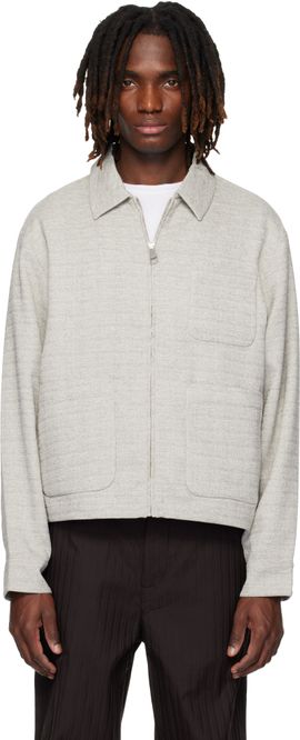 Lacoste Lacoste Gray Short Textured Jacket