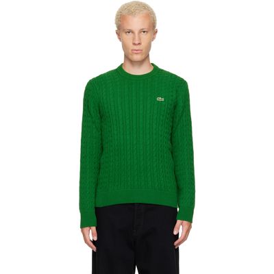 Lacoste Lacoste Green Cable Knit Cotton Sweater