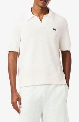 Lacoste Lacoste Johnny Collar Cotton Blend Bouclé Knit Polo Sweater