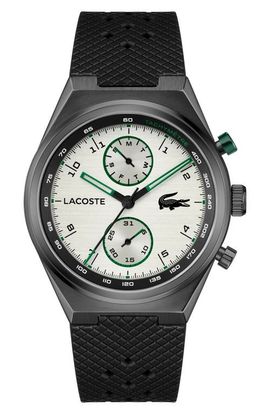 Lacoste Lacoste Line Racer Black Multifunction Silicone Strap Watch, 43mm