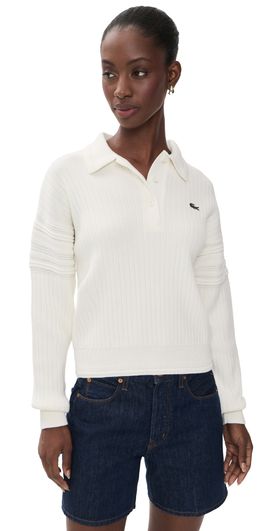 Lacoste Lacoste Long Sleeve Polo Sweater Flour