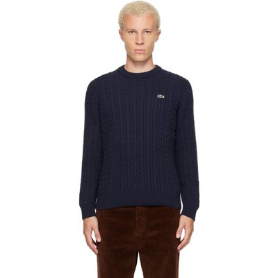 Lacoste Lacoste Navy Cable Knit Cotton Sweater