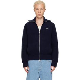 Lacoste Lacoste Navy Wool High Neck Zipped Sweater