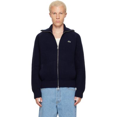 Lacoste Lacoste Navy Wool High Neck Zipped Sweater