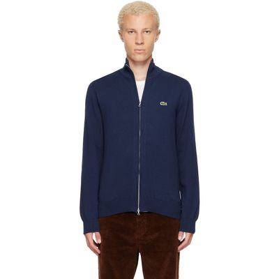 Lacoste Lacoste Navy Zipped High Neck Cotton Sweater
