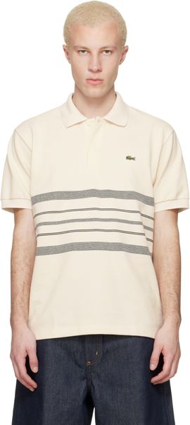 Lacoste Lacoste Off-White 'French Made' Classic Fit Striped Polo