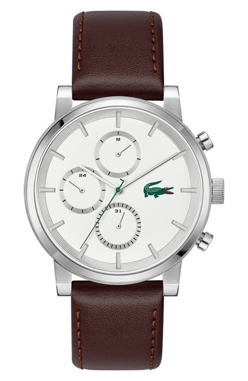 Lacoste Lacoste Replay Multifunction Leather Strap Watch, 44mm