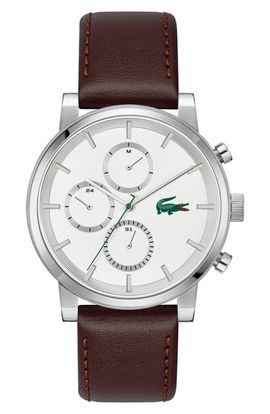 Lacoste Lacoste Replay Multifunction Leather Strap Watch, 44mm