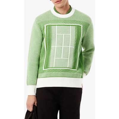 Lacoste Lacoste Tennis Court Cotton Blend Jacquard Sweater