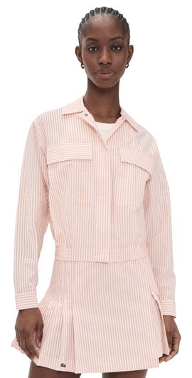 Lacoste Lacoste Women's Seersucker Light Jacket Flour/Miami Orange