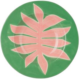 Laetitia Rouget Laetitia Rouget Green & Pink Leaf Dinner Plate