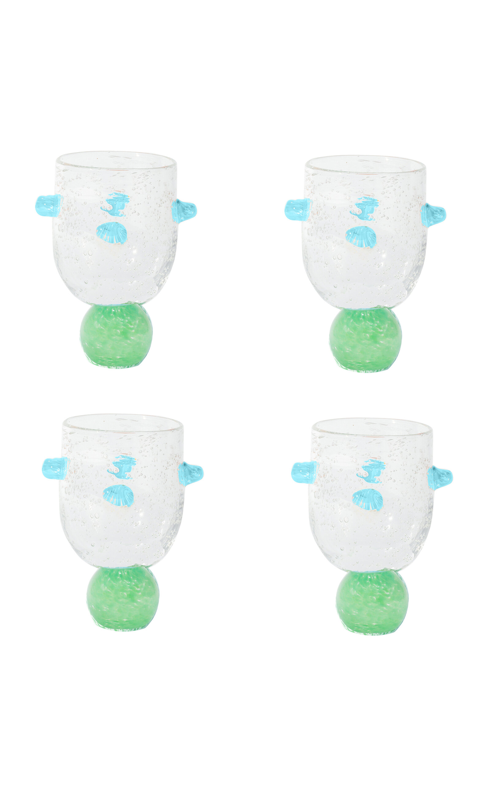 Laetitia Rouget Laetitia Rouget Set Of 4 Ana Glass Green And Turquoise Multi