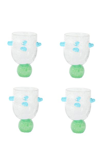 Laetitia Rouget Laetitia Rouget Set Of 4 Ana Glass Green And Turquoise Multi