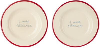 Laetitia Rouget Laetitia Rouget White & Red 'I Could Poison You' Dessert Plate Set