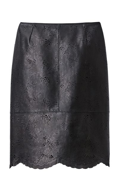 Lafayette 148 Lafayette 148 Laser Cut Leather Pencil Skirt