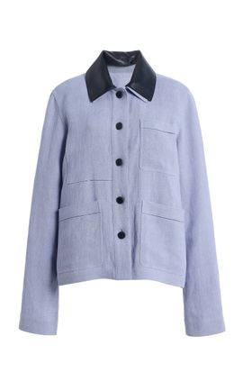 Lafayette 148 Lafayette 148 LeatherTrimmed LinenBlend Jacket