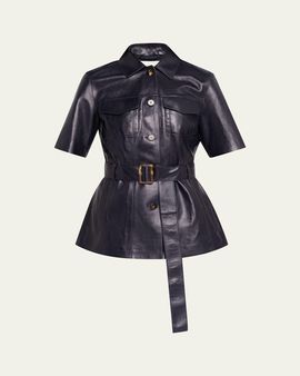 Lafayette 148 New York Belted Leather Jacket