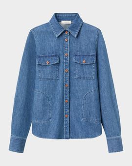 Lafayette 148 New York Chambray Patch Pocket Shirt
