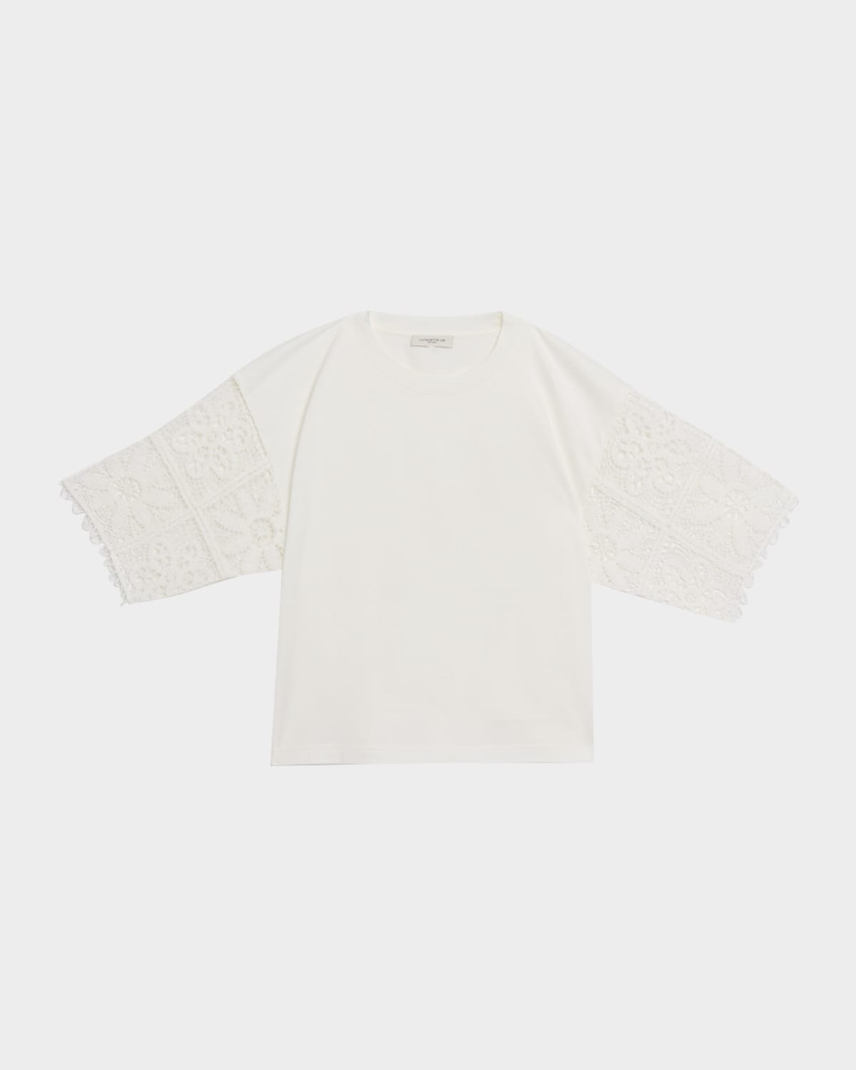 Lafayette 148 New York Embroidered-Sleeve Boxy Cotton Top