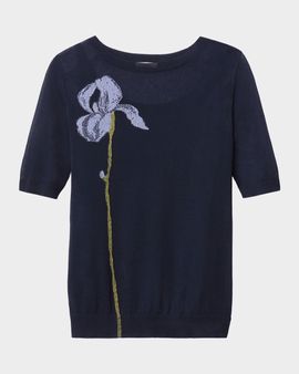 Lafayette 148 New York Floral Intarsia-Knit Sweater