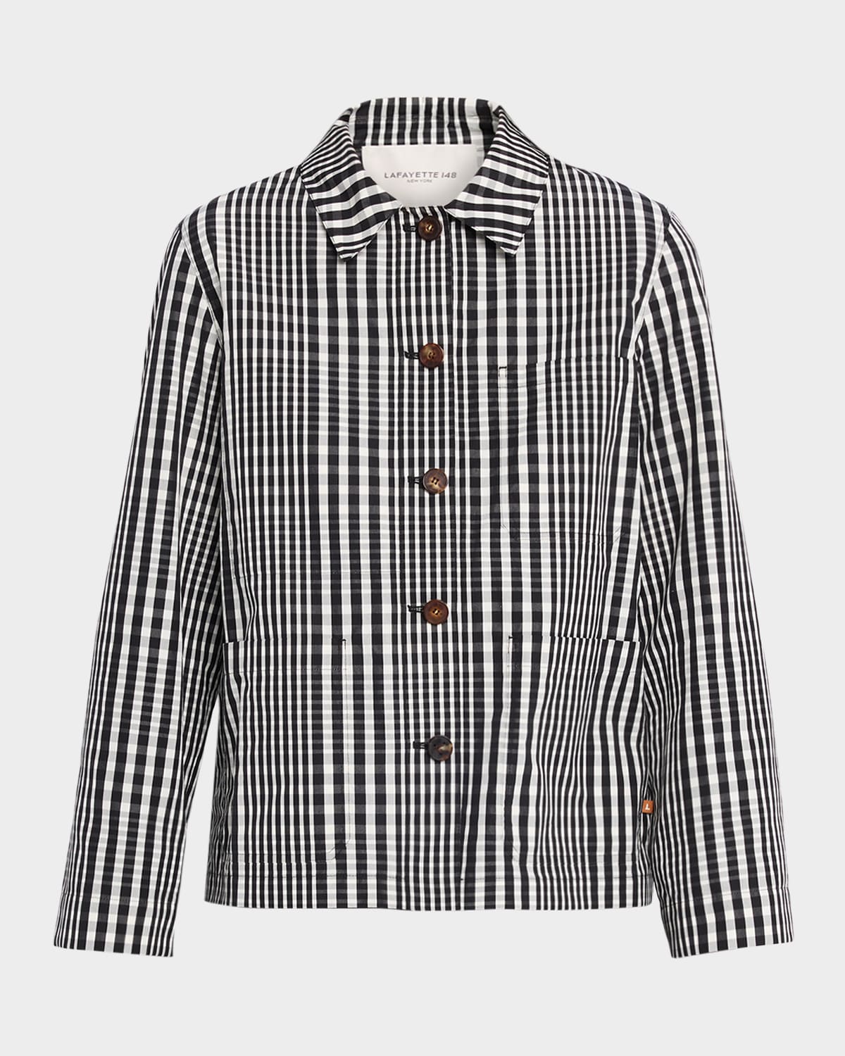 Lafayette 148 New York Gingham-Print Cotton Jacket