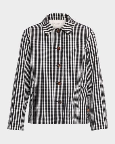 Lafayette 148 New York Gingham-Print Cotton Jacket