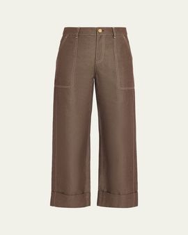 Lafayette 148 New York Highline Cuffed Linen-Cotton Ankle Pants
