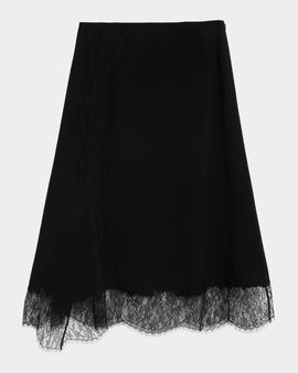 Lafayette 148 New York Lace-Trim Finesse Crepe Midi Skirt