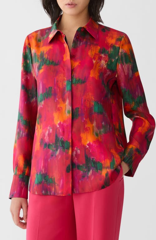 Lafayette 148 New York Lafayette 148 New York Blossom Print Silk Button-Up Shirt
