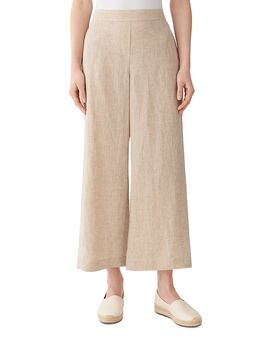 Lafayette 148 New York Lafayette 148 New York Columbus Linen Cropped Wide Leg Pants