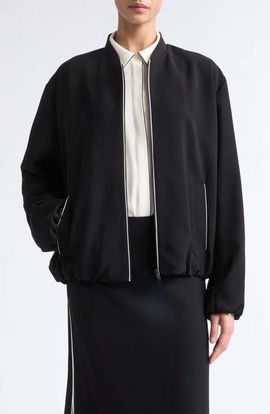 Lafayette 148 New York Lafayette 148 New York Contrast Piping Bomber Jacket