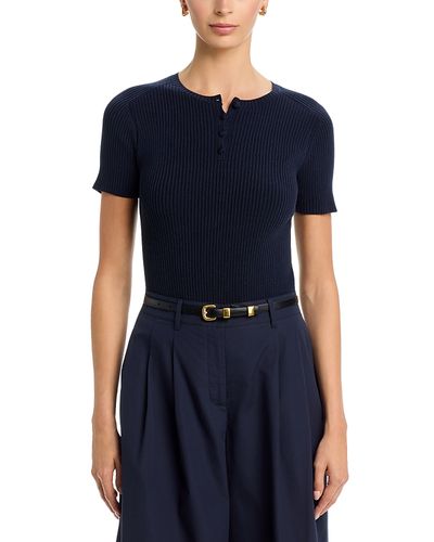 Lafayette 148 New York Lafayette 148 New York Crewneck Ribbed Short Sleeve Sweater