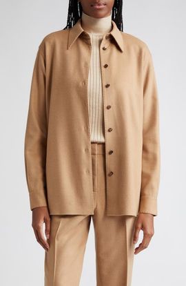 Lafayette 148 New York Lafayette 148 New York Drop Shoulder Camel Hair Shirt Jacket 