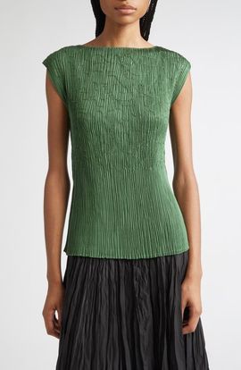Lafayette 148 New York Lafayette 148 New York Embroidered Plissé Satin Top