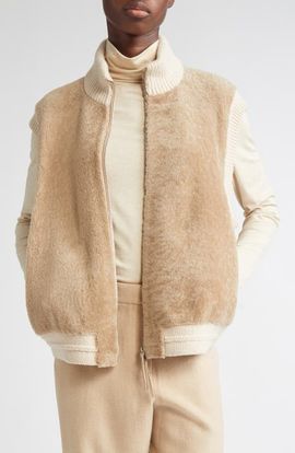 Lafayette 148 New York Lafayette 148 New York Genuine Shearling & Camel Hair Vest
