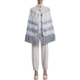 Lafayette 148 New York Lafayette 148 New York Hand Knit Recycled Cashmere Blend Fair Isle Poncho