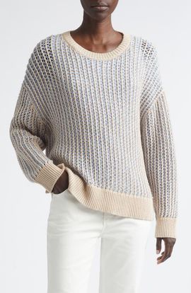 Lafayette 148 New York Lafayette 148 New York Open Stitch Cashmere & Silk Crewneck Sweater