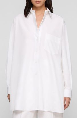 Lafayette 148 New York Lafayette 148 New York Oversize Cotton Poplin Convertible Wrap Blouse