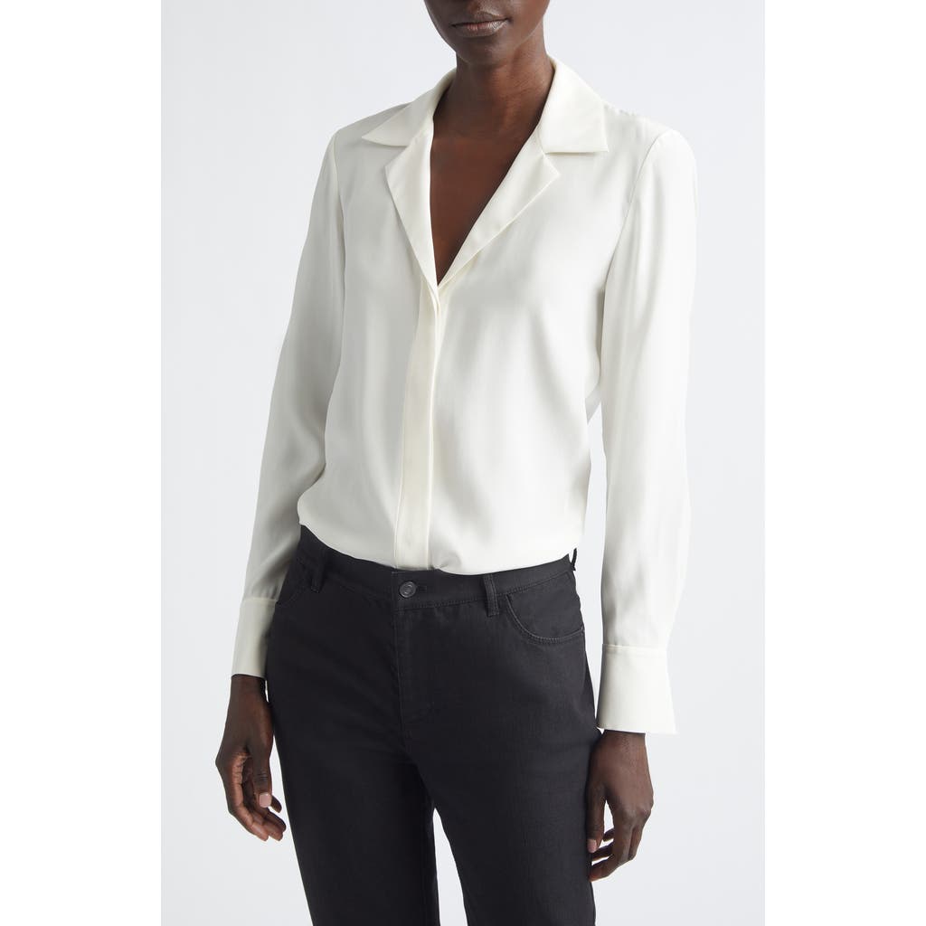 Lafayette 148 New York Lafayette 148 New York Scottie Notched Collar Silk Button-Up Shirt