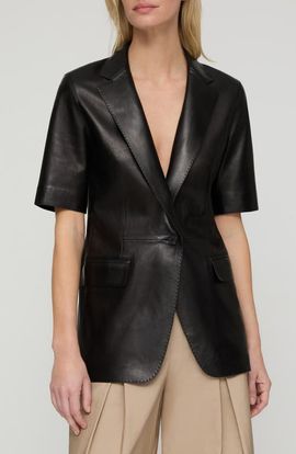 Lafayette 148 New York Lafayette 148 New York Short Sleeve Napa Leather Blazer