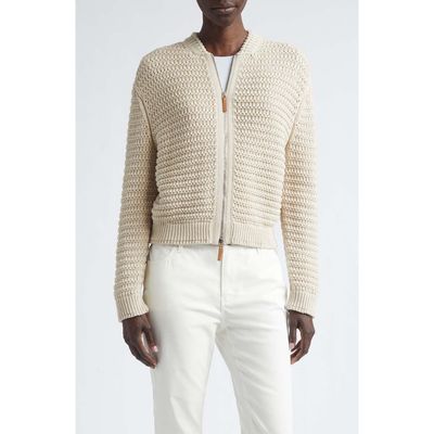 Lafayette 148 New York Lafayette 148 New York Textured Stitch Wool & Cotton Bomber Cardigan