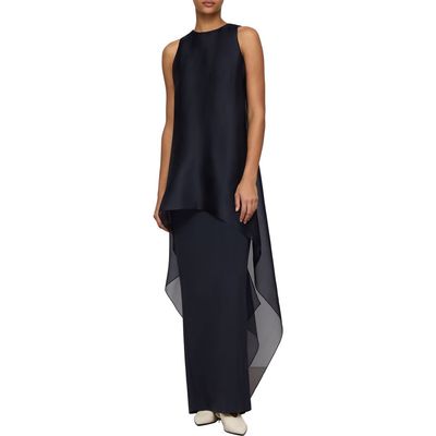 Lafayette 148 New York Lafayette 148 New York Tie Back Overlay Sleeveless Silk Column Gown