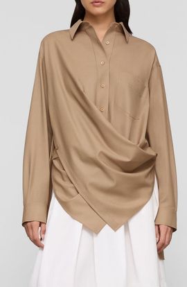 Lafayette 148 New York Lafayette 148 New York Tropical Wool Blend Convertible Wrap Blouse